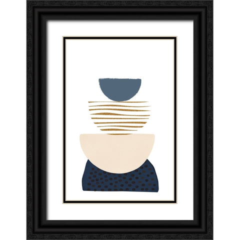 boho blue-3 Black Ornate Wood Framed Art Print with Double Matting by Moss, Sally Ann