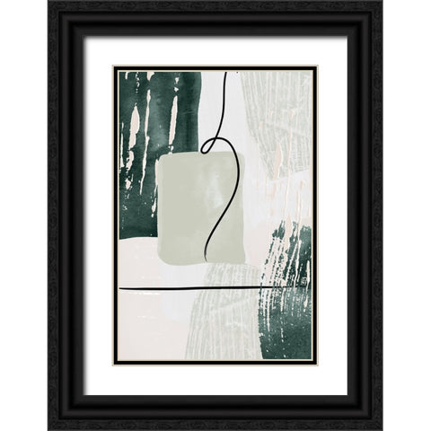 Abstract Shapes in Green-3 Black Ornate Wood Framed Art Print with Double Matting by Moss, Sally Ann