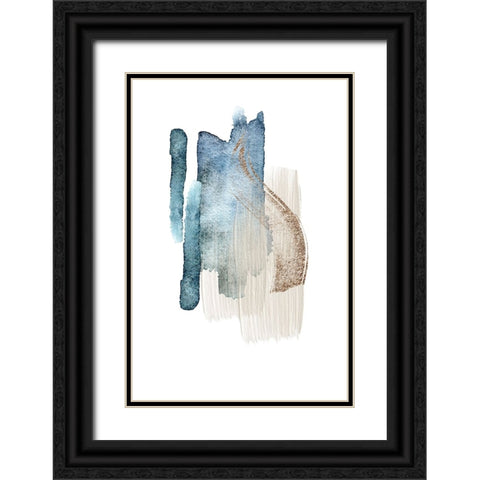 Atlantic Blue Abstract-2 Black Ornate Wood Framed Art Print with Double Matting by Moss, Sally Ann