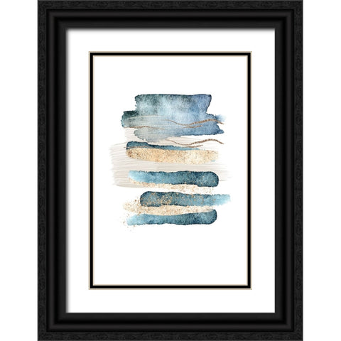 Atlantic Blue Abstract-1 Black Ornate Wood Framed Art Print with Double Matting by Moss, Sally Ann