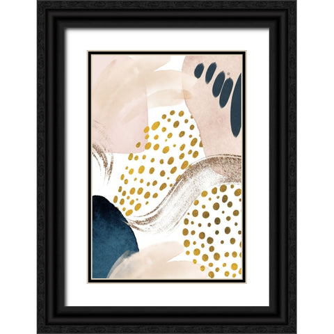 Smooth Abstract-3 Black Ornate Wood Framed Art Print with Double Matting by Moss, Sally Ann