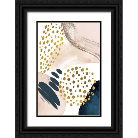 Smooth Abstract-1 Black Ornate Wood Framed Art Print with Double Matting by Moss, Sally Ann