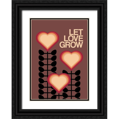 Let Love Grow Brown Black Ornate Wood Framed Art Print with Double Matting by Collett, Frances
