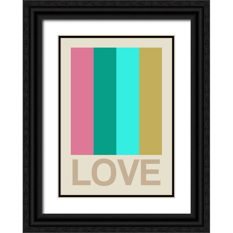 Retro Stripe LOVE CItrus Black Ornate Wood Framed Art Print with Double Matting by Collett, Frances
