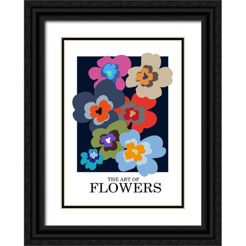 The Art Of Flowers Blue Black Ornate Wood Framed Art Print with Double Matting by Collett, Frances