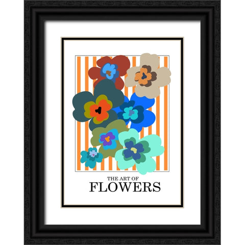 The Art Of Flowers Orange Stripe Black Ornate Wood Framed Art Print with Double Matting by Collett, Frances