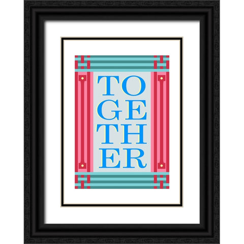 Together Blue Black Ornate Wood Framed Art Print with Double Matting by Collett, Frances