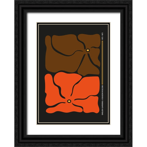 Two By Two Flower Grey/Orange Black Ornate Wood Framed Art Print with Double Matting by Collett, Frances