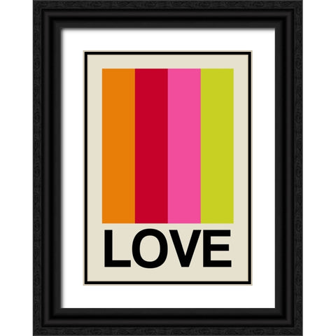 Retro Stripe LOVE Fruit Black Ornate Wood Framed Art Print with Double Matting by Collett, Frances