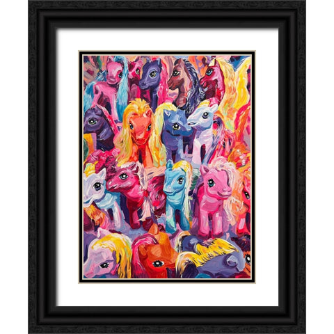 Ponies Black Ornate Wood Framed Art Print with Double Matting by Key and Sea