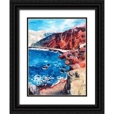 Red Sand Beach Black Ornate Wood Framed Art Print with Double Matting by Key and Sea