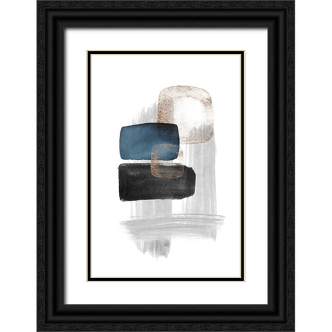 Night Blue-1 Black Ornate Wood Framed Art Print with Double Matting by Moss, Sally Ann