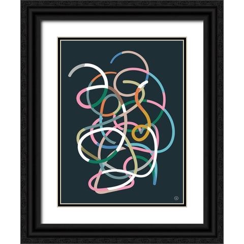 Color Lines Black Ornate Wood Framed Art Print with Double Matting by Hobday, Dan