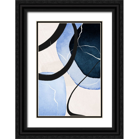 Shapley Blue-3 Black Ornate Wood Framed Art Print with Double Matting by Moss, Sally Ann