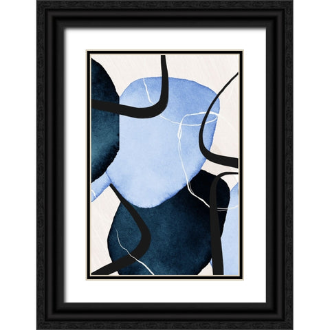 Shapley Blue-2 Black Ornate Wood Framed Art Print with Double Matting by Moss, Sally Ann