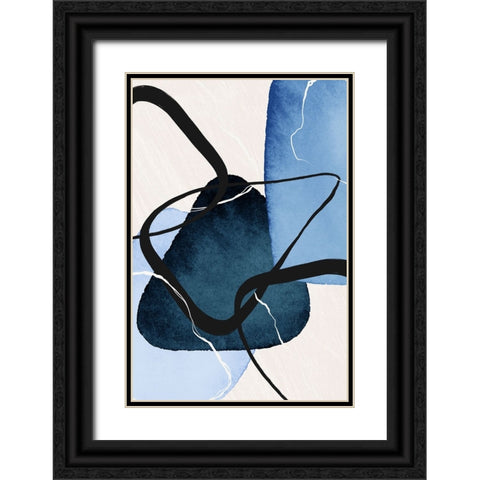 Shapley Blue-1 Black Ornate Wood Framed Art Print with Double Matting by Moss, Sally Ann