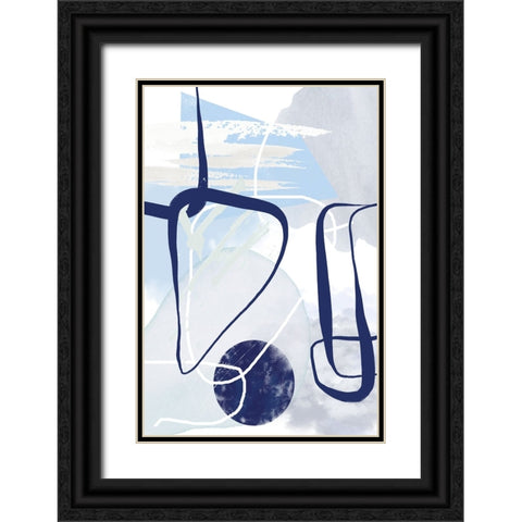 Lines of Blue-1 Black Ornate Wood Framed Art Print with Double Matting by Moss, Sally Ann