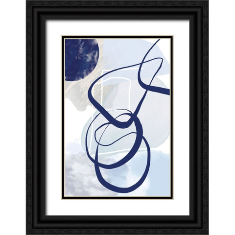 Lines of Blue-2 Black Ornate Wood Framed Art Print with Double Matting by Moss, Sally Ann