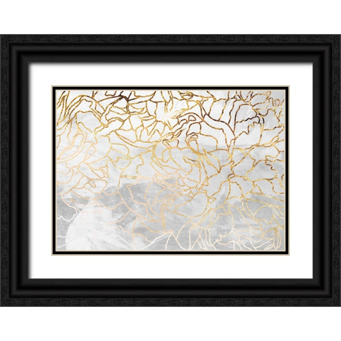 Abstract gold line art wall mural Black Ornate Wood Framed Art Print with Double Matting by Manovski, Sarah