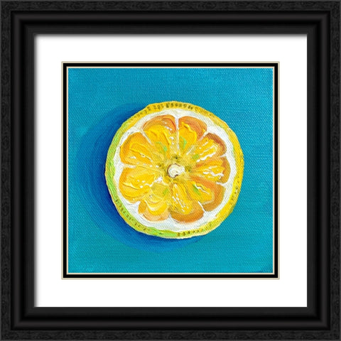 Lemon Slice Black Ornate Wood Framed Art Print with Double Matting by Key and Sea
