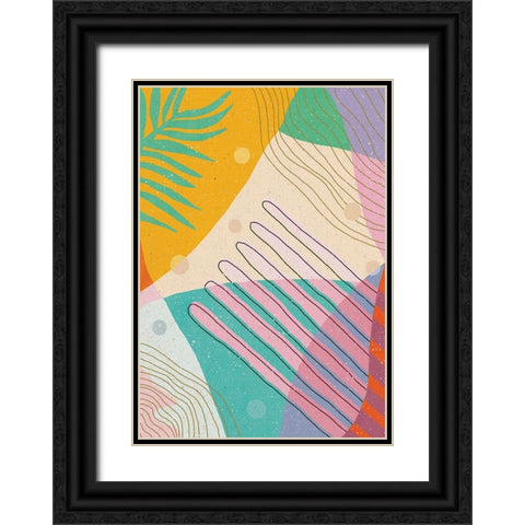 Botanical Disco Black Ornate Wood Framed Art Print with Double Matting by Demir, Aylin