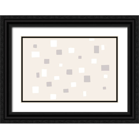Abstract Squares Black Ornate Wood Framed Art Print with Double Matting by uplusmestudio