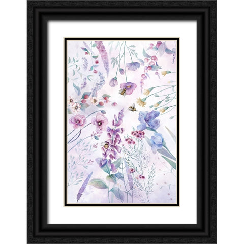 Stunning purple cottage flowers Black Ornate Wood Framed Art Print with Double Matting by Thai, Xuan