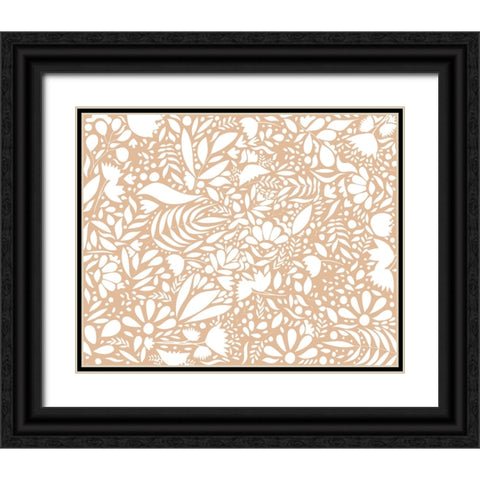 Scandi brown white pattern Black Ornate Wood Framed Art Print with Double Matting by Manovski, Sarah