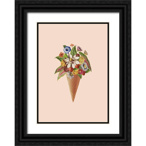 Botanical pink ice cream Black Ornate Wood Framed Art Print with Double Matting by Floral Studio, Frida