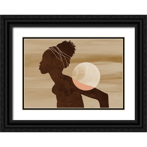 Angolan Moon Black Ornate Wood Framed Art Print with Double Matting by Roze, Fadil