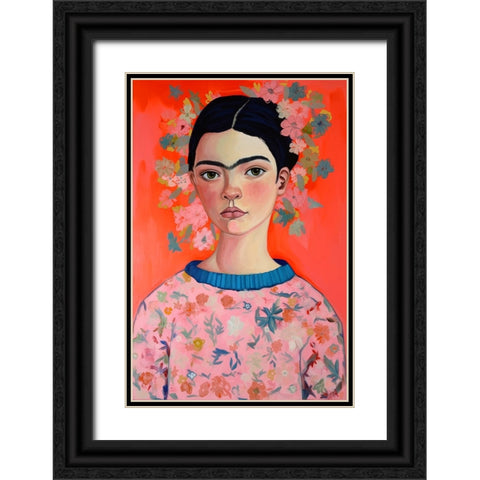 Young Frida Black Ornate Wood Framed Art Print with Double Matting by Treechild
