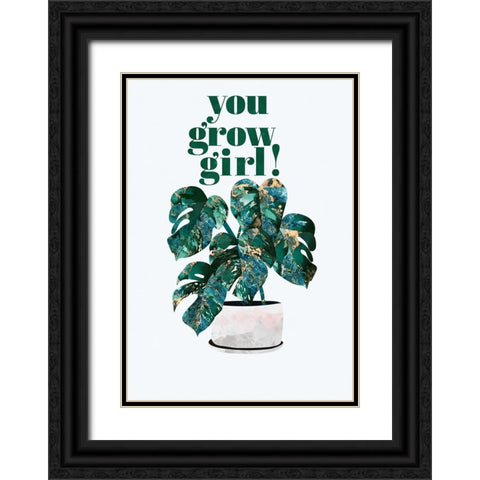 Plant typography quote text 2 Black Ornate Wood Framed Art Print with Double Matting by Manovski, Sarah