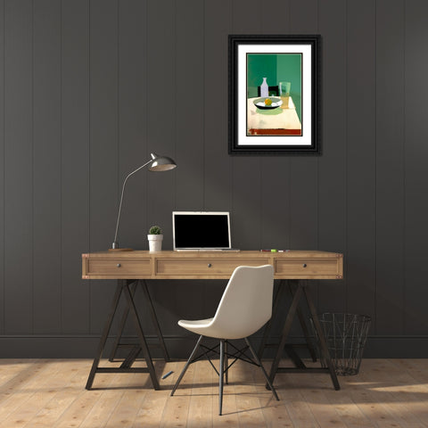 Still Life With Apple Black Ornate Wood Framed Art Print with Double Matting by Treechild