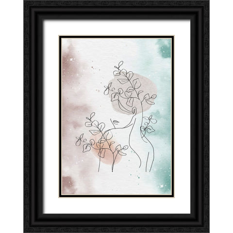 Biloba Black Ornate Wood Framed Art Print with Double Matting by Roze, Fadil