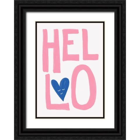 Hello Black Ornate Wood Framed Art Print with Double Matting by Fritsch, Athene