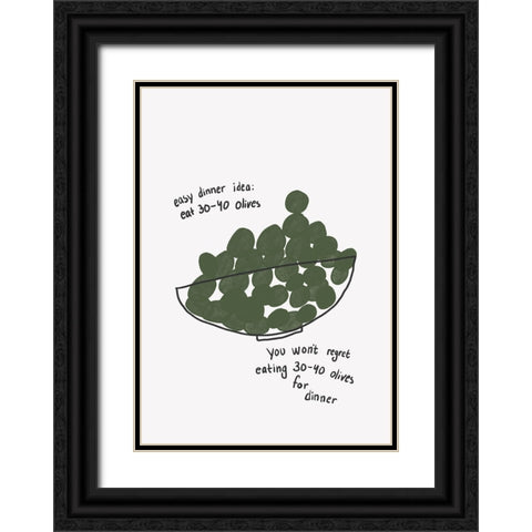 Olives for Dinner Black Ornate Wood Framed Art Print with Double Matting by Fritsch, Athene