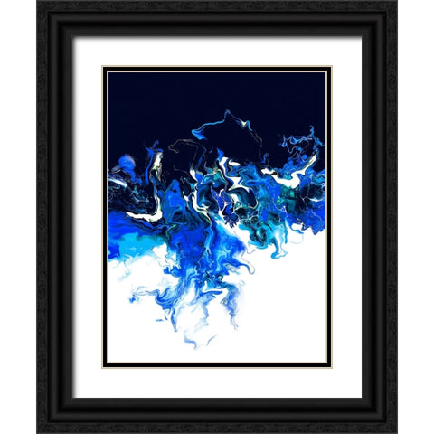 Blue Colorful Wave Black Ornate Wood Framed Art Print with Double Matting by Storms, Alyson