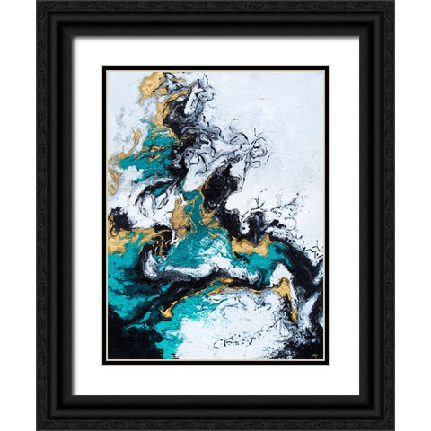 Green and Gold Smoke Black Ornate Wood Framed Art Print with Double Matting by Storms, Alyson
