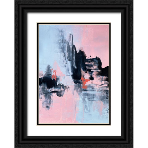 Pink and Grey Abstract 1 Black Ornate Wood Framed Art Print with Double Matting by Storms, Alyson