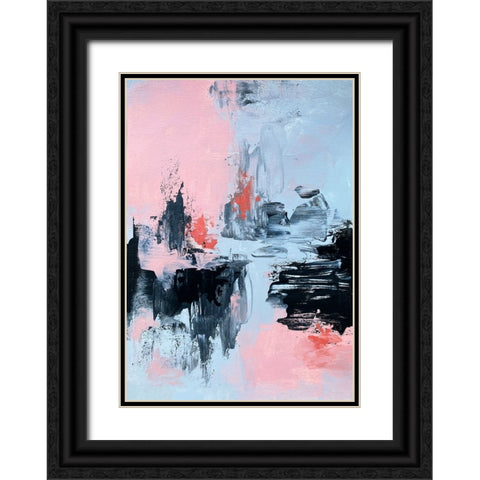 Pink and Grey Abstract 2 Black Ornate Wood Framed Art Print with Double Matting by Storms, Alyson