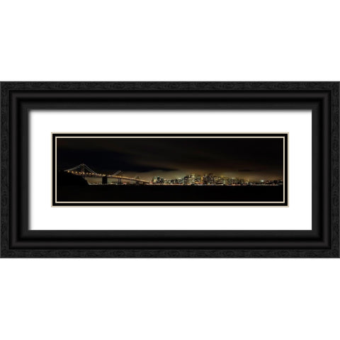 Bay Bridge San Francisco Black Ornate Wood Framed Art Print with Double Matting by Tjandra, C.S.