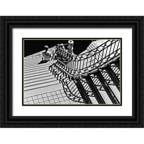 Confidential Stairs Black Ornate Wood Framed Art Print with Double Matting by Mexia, Laura