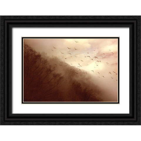 Departure Black Ornate Wood Framed Art Print with Double Matting by Murakami, Kiyo