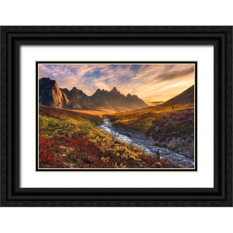 Mountain Paradise Black Ornate Wood Framed Art Print with Double Matting by Moore, Chris