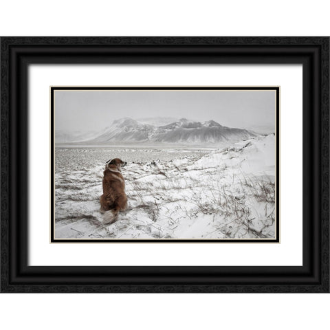 Snowstorm Black Ornate Wood Framed Art Print with Double Matting by Ingibergsson, Bragi