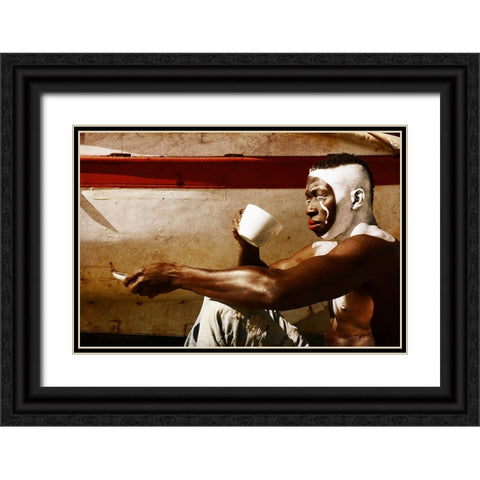 A  MimeS Breakfast Black Ornate Wood Framed Art Print with Double Matting by Mest, Olga