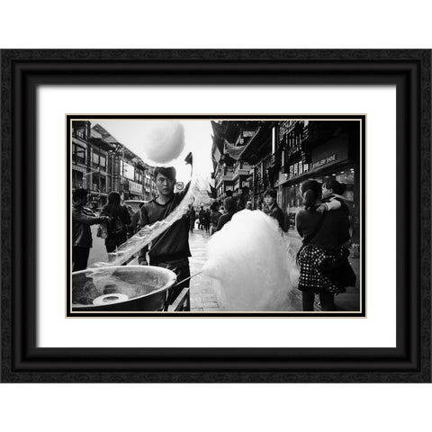 Shanghai,China.2013. Black Ornate Wood Framed Art Print with Double Matting by Nakada, Hiroyuki