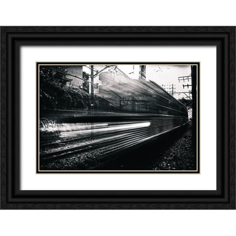 Train Black Ornate Wood Framed Art Print with Double Matting by Suzuki, Tatsuo