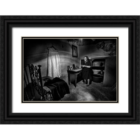 Old Memories... Black Ornate Wood Framed Art Print with Double Matting by Grambone, Antonio