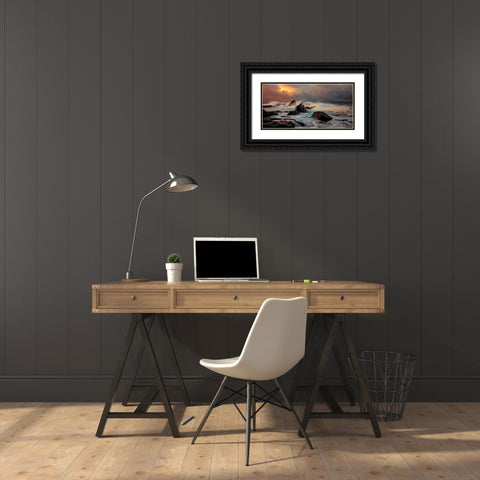 After Storm Wave Black Ornate Wood Framed Art Print with Double Matting by A Hveding, Bjorn